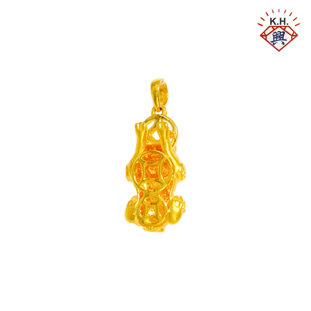 916 Gold Pendant – Lucky Pi Xiu with Coins Gold Pendant(金钱貔貅_招财貔貅)
