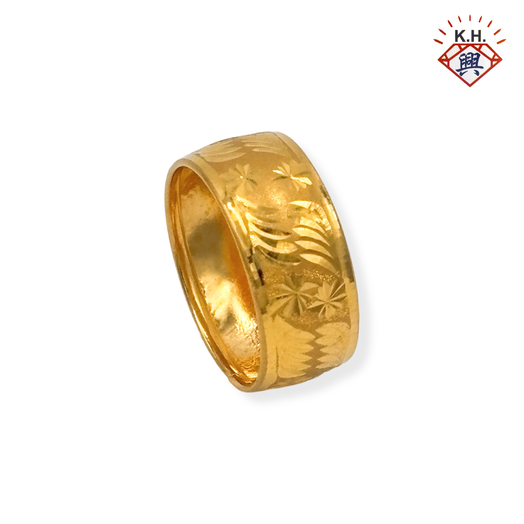 916 Gold Ring - Belah Rotan Batik 2 (~3mm to 7.5mm)