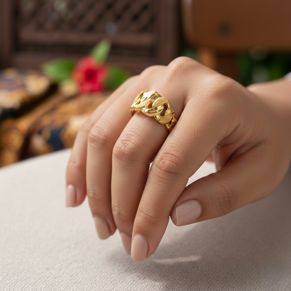 916 Gold Ring - Kait Satu Berpasir