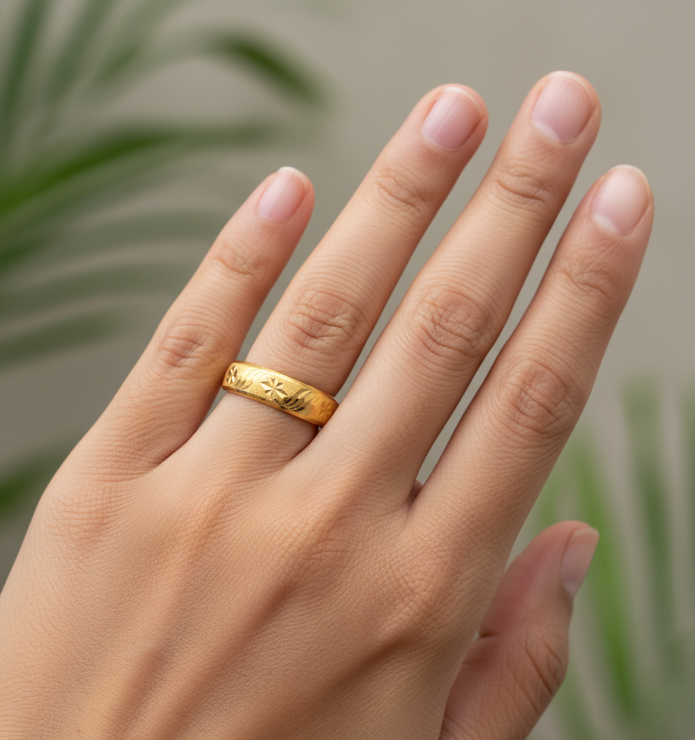 916 Gold Ring - Belah Rotan Batik 2 (~3mm to 7.5mm)