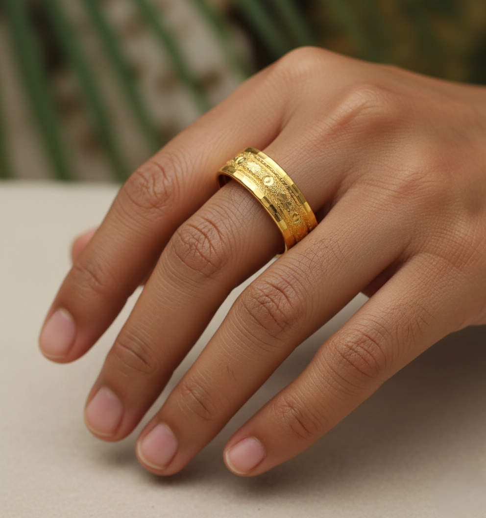 916 Gold Ring - Belah Rotan Tiga Jalur