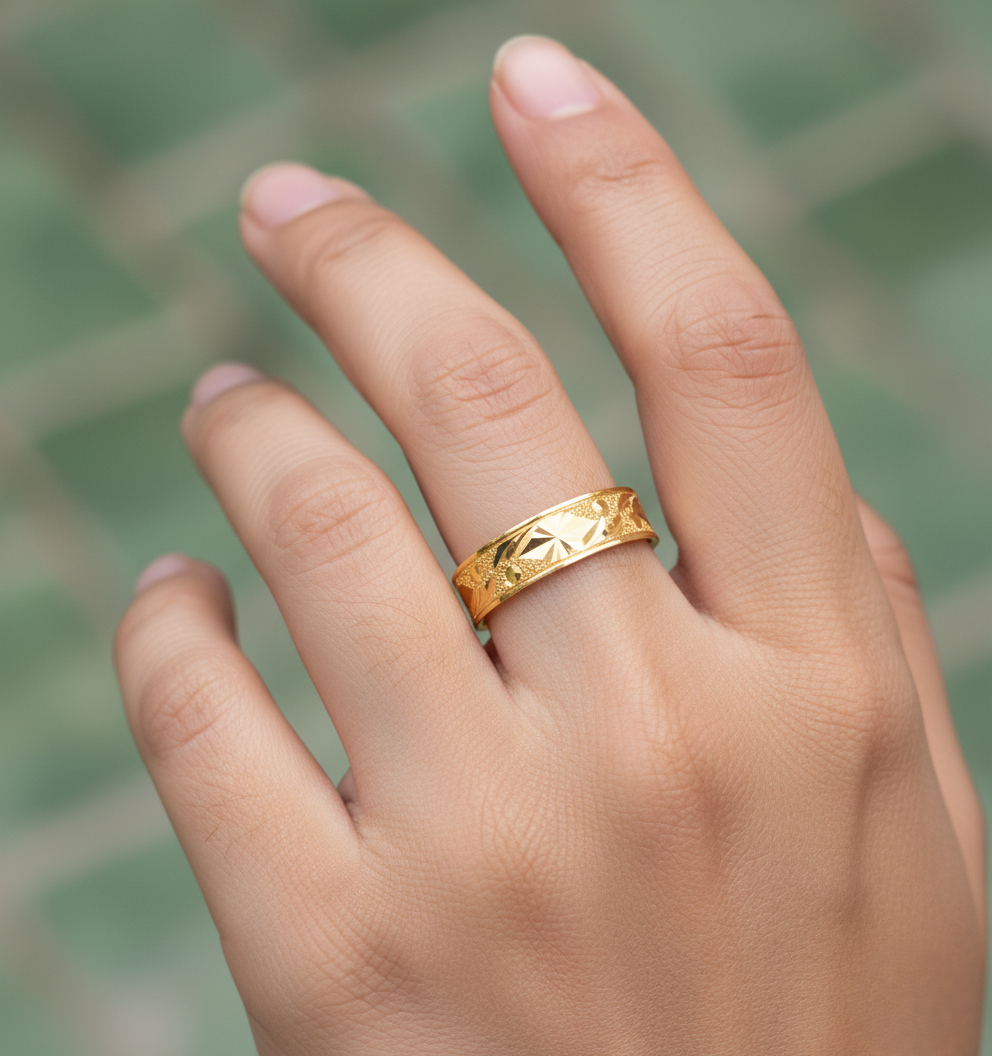 916 Gold Ring - Belah Rotan Batik 1