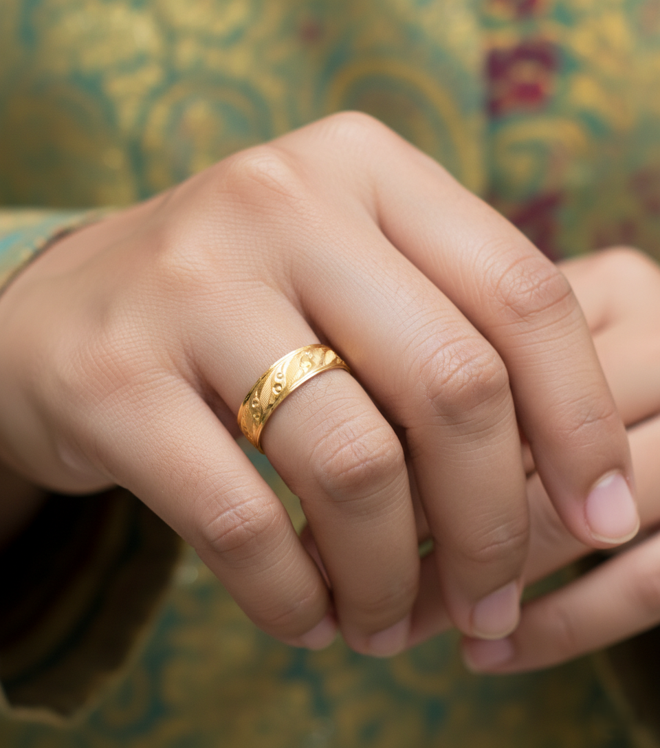 916 Gold Ring - Belah Rotan Classic Mata Kucing