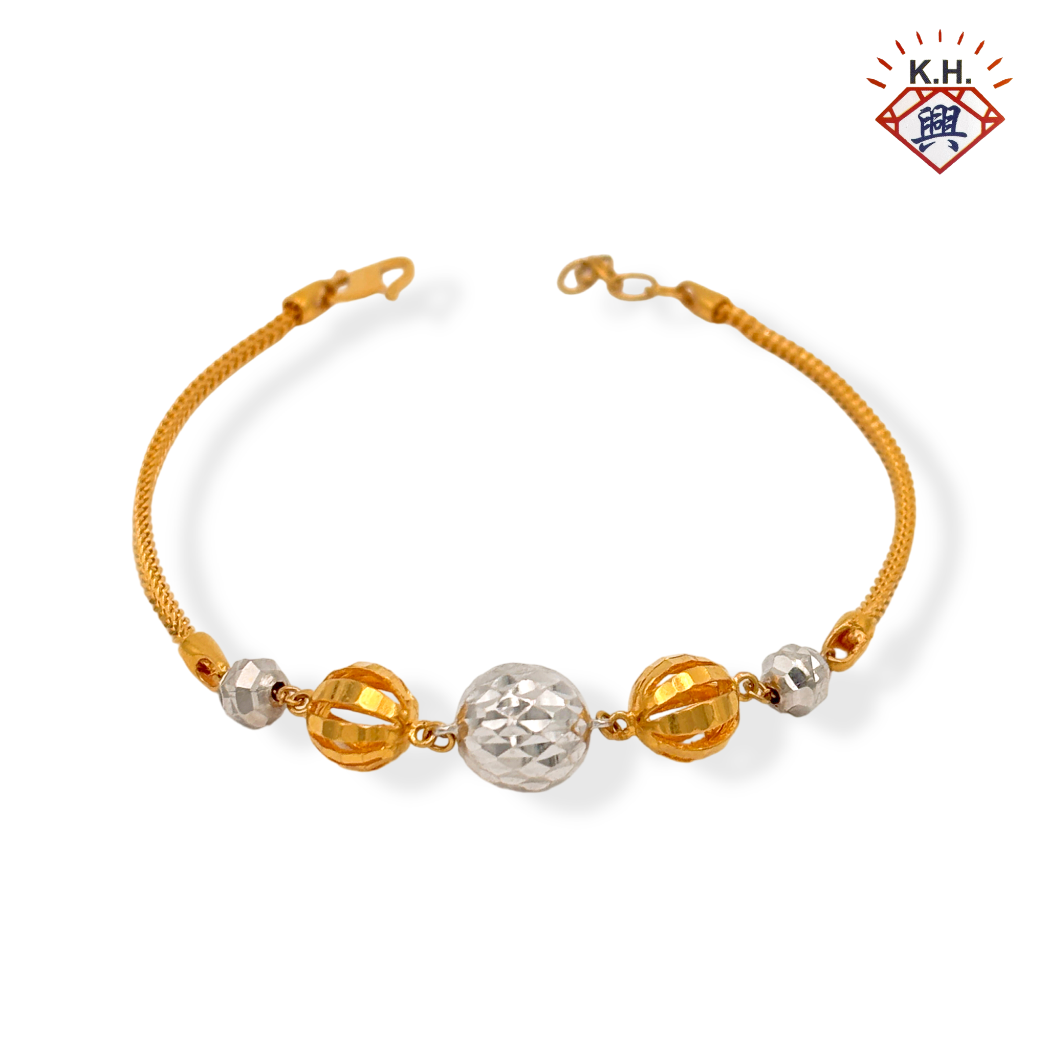 916 Gold Bracelet - Kait Satu Boba 3 (单扣串珠 3)