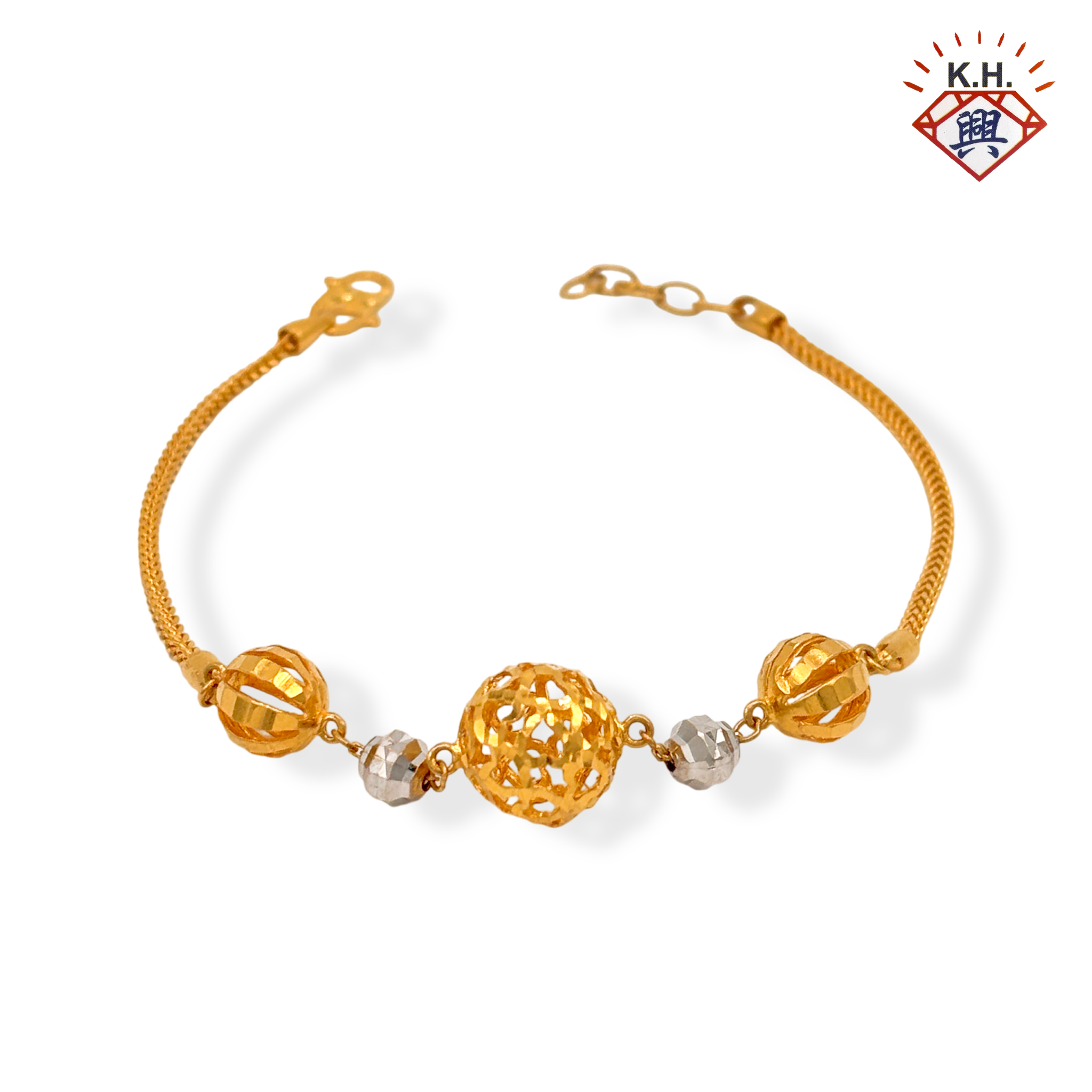 916 Gold Bracelet - Kait Satu Boba 3 (单扣串珠 3)