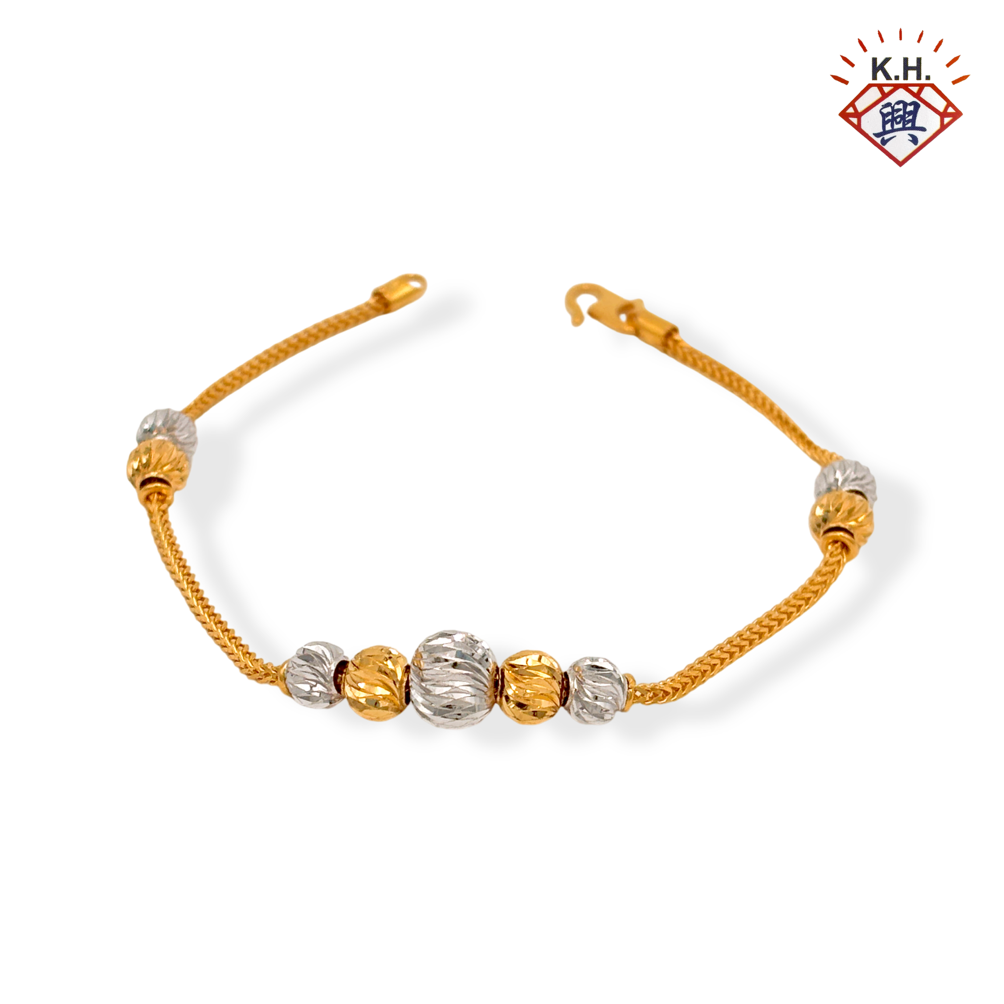 916 Gold Bracelet - Machine Duoble Boba 3 (人字串珠 3)
