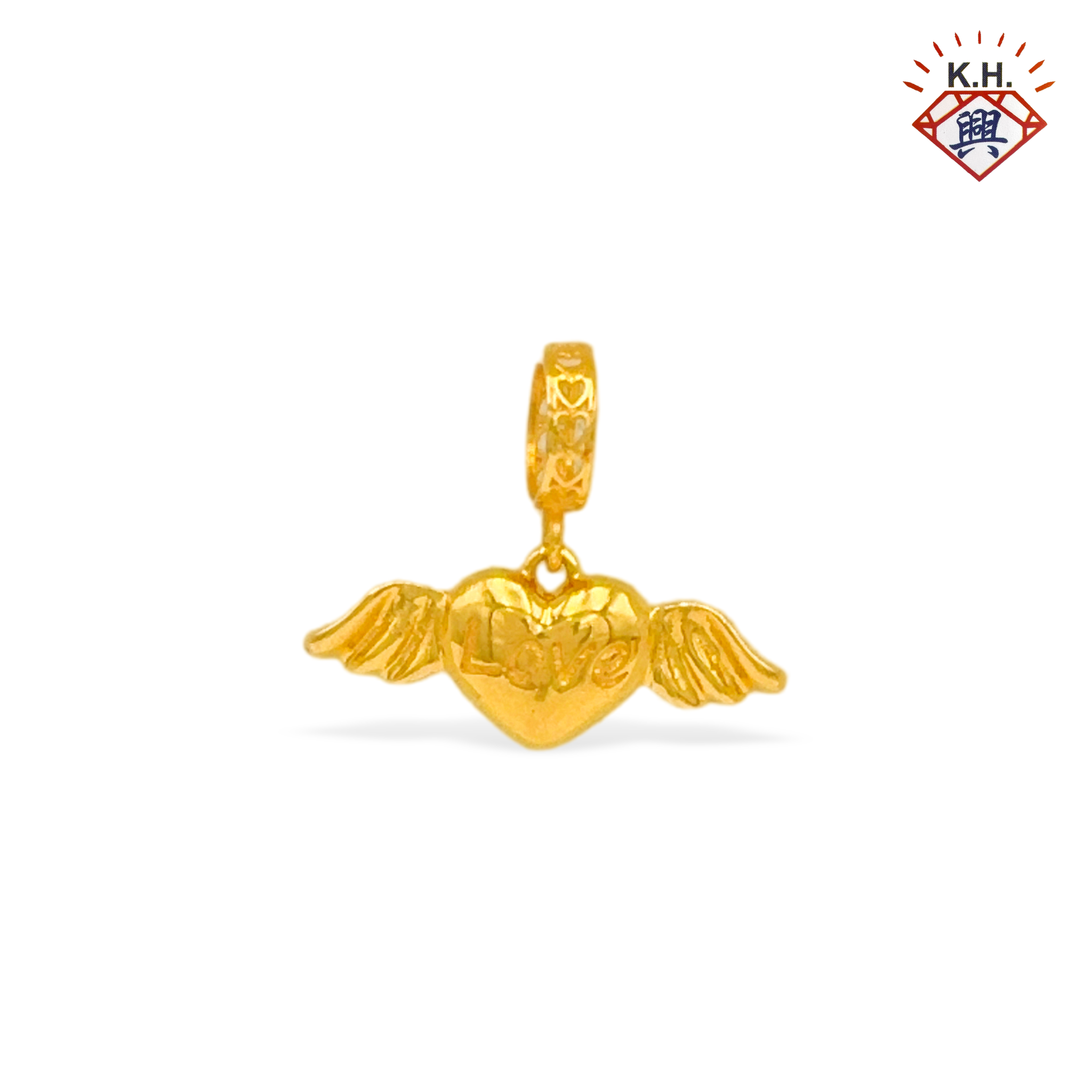 916 Gold Charm – Winged Love