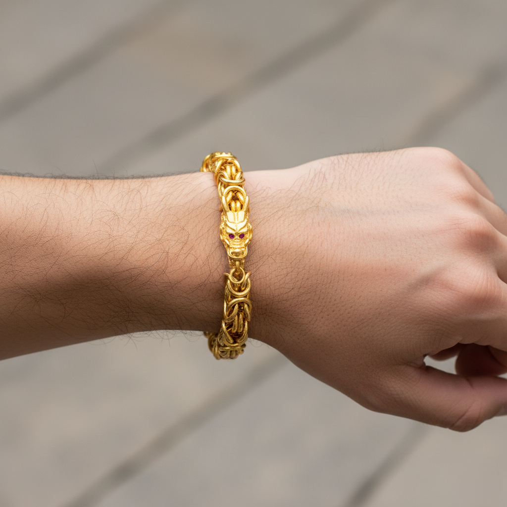 916 Gold Bracelet – Single Dragon (单龙头)