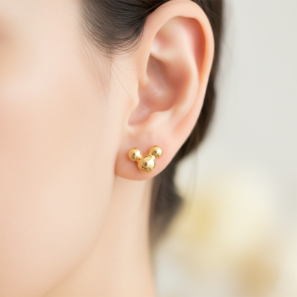 916 Gold Earring – MICKEY MOUSE 3D (米奇老鼠立体)