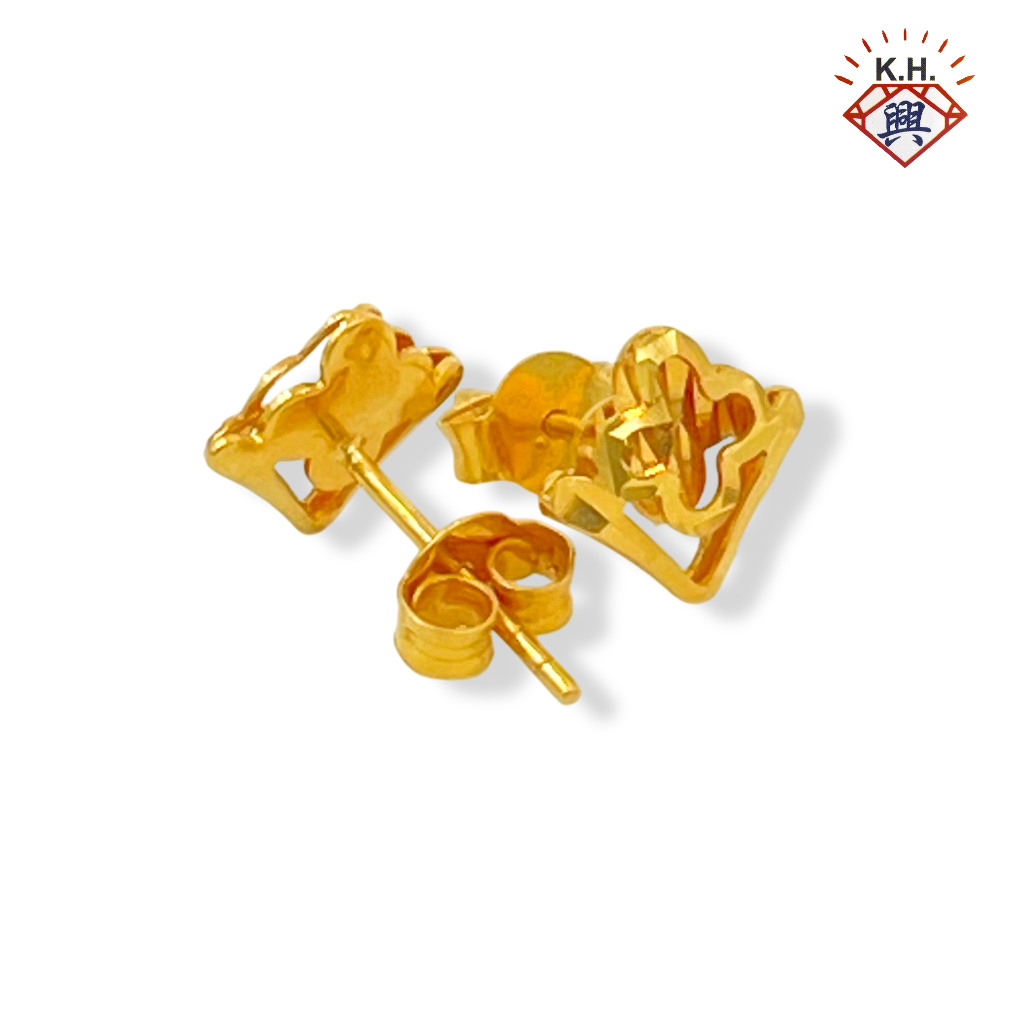 916 Gold Earring – Twin Bloom (双花)
